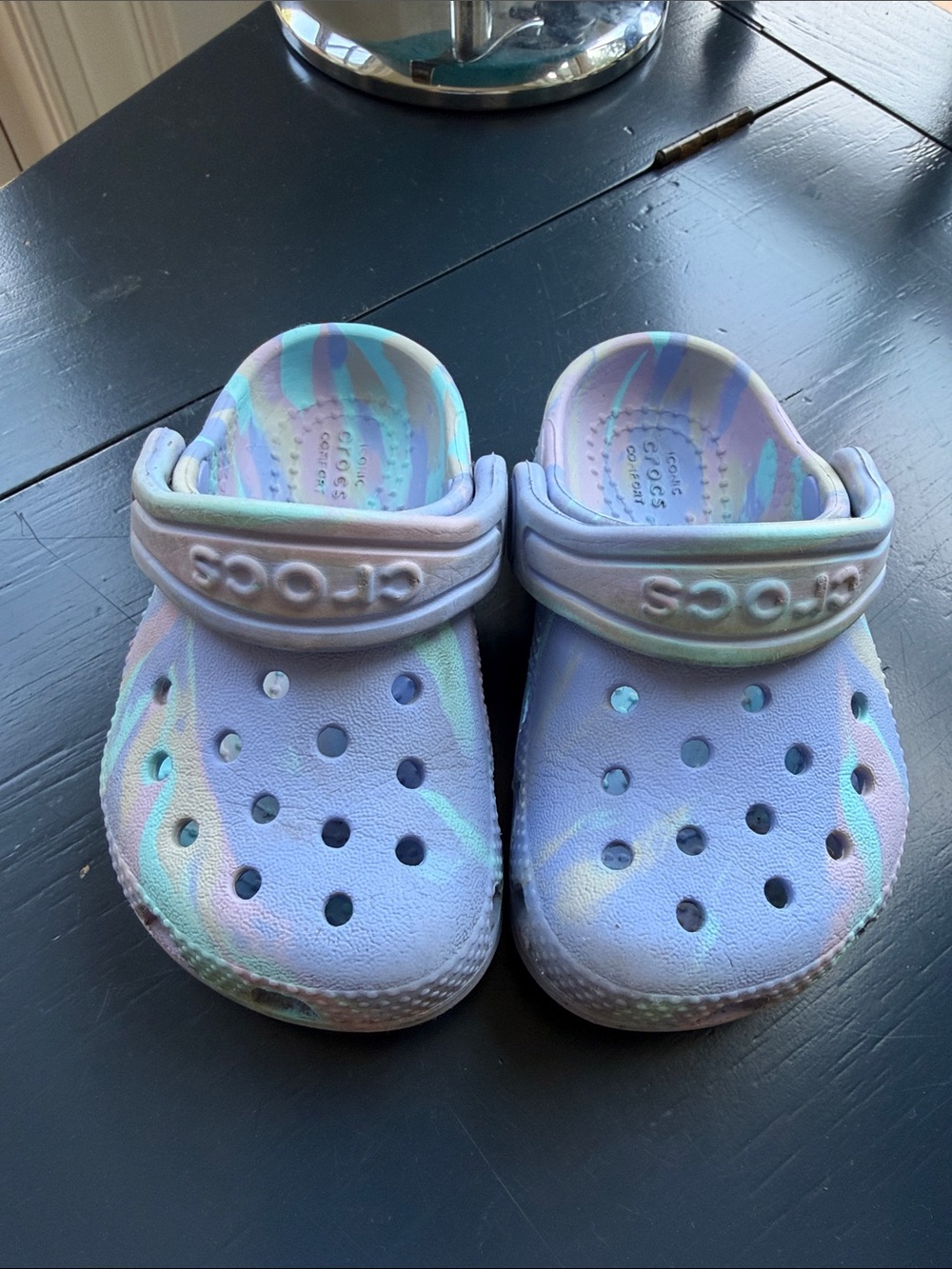 CROCS Kids Pastel Tie-Dye Purple Clogs